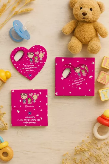 Yeni Doğan, Baby Shower ve Doğum Günü Kutulu Kalp Açacak Magnet