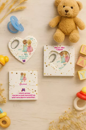 Yeni Doğan, Baby Shower ve Doğum Günü Kutulu Kalp Açacak Magnet