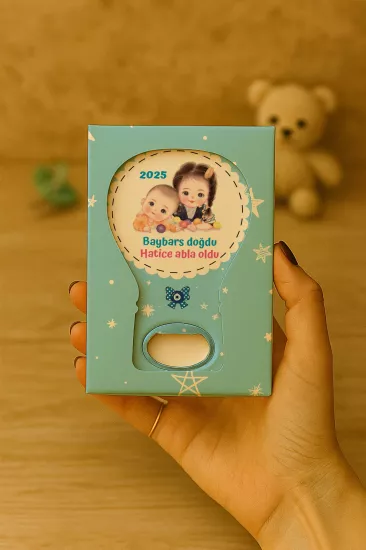 Mühürlü Kutulu Balon Açacak Magnet – Yeni Doğan, Doğum Günü, Baby Shower, Diş Buğdayı Hediyesi