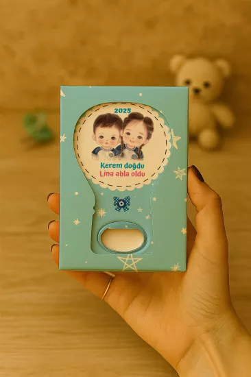 Mühürlü Kutulu Balon Açacak Magnet – Yeni Doğan, Doğum Günü, Baby Shower, Diş Buğdayı Hediyesi