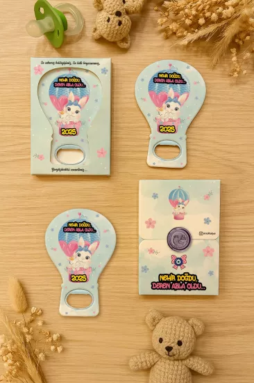 Mühürlü Kutulu Balon Açacak Magnet – Yeni Doğan, Doğum Günü, Baby Shower, Diş Buğdayı Hediyesi
