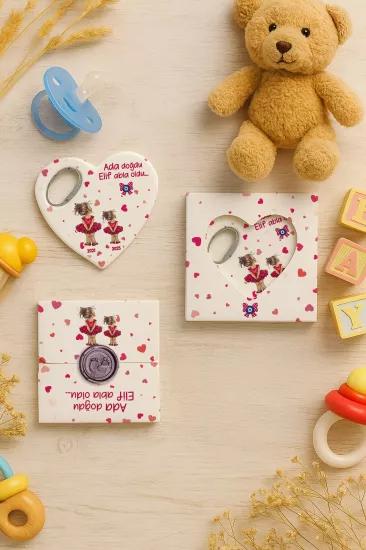 Mühürlü Kutulu Kalp Açacak Magnet | Baby Shower, Yeni Doğan ve Özel Gün Hediyesi