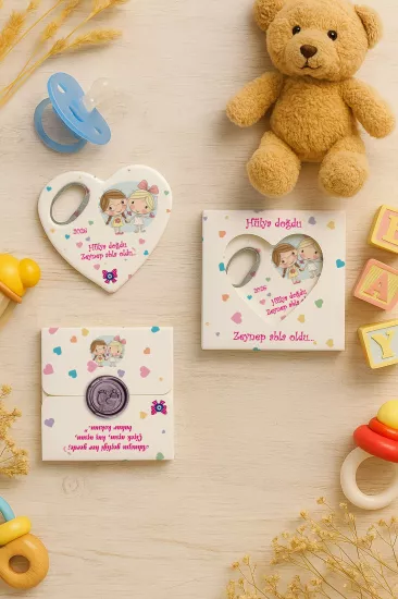 Mühürlü Kutulu Kalp Açacak Magnet | Baby Shower, Yeni Doğan ve Özel Gün Hediyesi