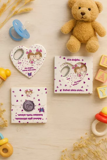 Mühürlü Kutulu Kalp Açacak Magnet | Baby Shower, Yeni Doğan ve Özel Gün Hediyesi