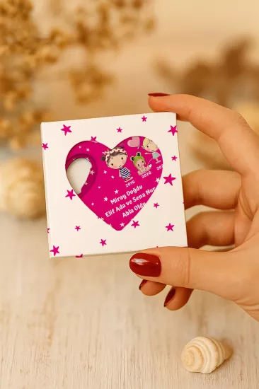 Mühürlü Kutulu Kalp Açacak Magnet | Baby Shower, Yeni Doğan ve Özel Gün Hediyesi