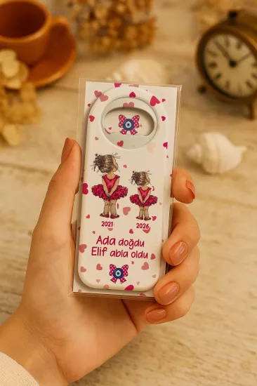Kişiye Özel Kartlı Uzun Açacak Magnet | Bebek ve Özel Gün Hediyelikleri