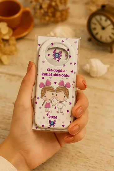 Kişiye Özel Kartlı Uzun Açacak Magnet | Bebek ve Özel Gün Hediyelikleri