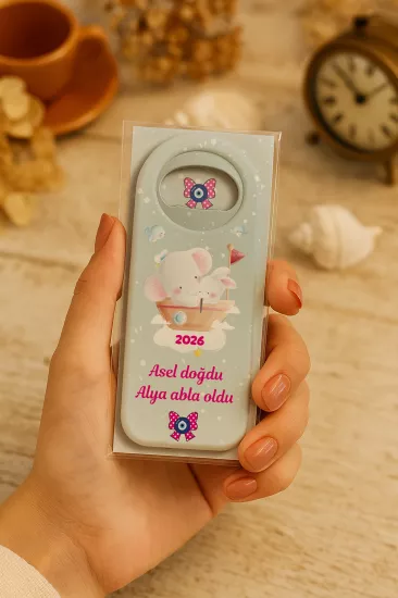 Kişiye Özel Kartlı Uzun Açacak Magnet | Bebek ve Özel Gün Hediyelikleri