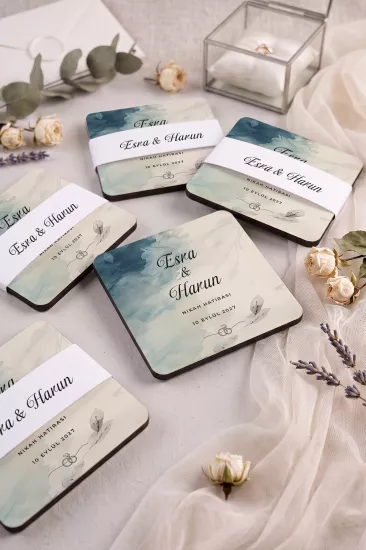 Ahşap Bardak Altlığı | Nikah ve Nişan Hediyesi