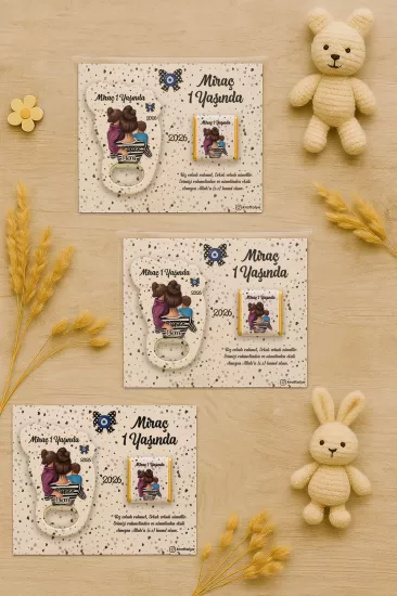Yeni Doğan Bebek, Doğum Günü, Baby Shower, Diş Buğdayı Hediyesi Çikolatalı Ayak İzi Açacak Magnet