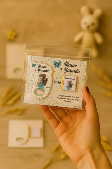 Yeni Doğan Bebek, Doğum Günü, Baby Shower, Diş Buğdayı Hediyesi Çikolatalı Ayak İzi Açacak Magnet