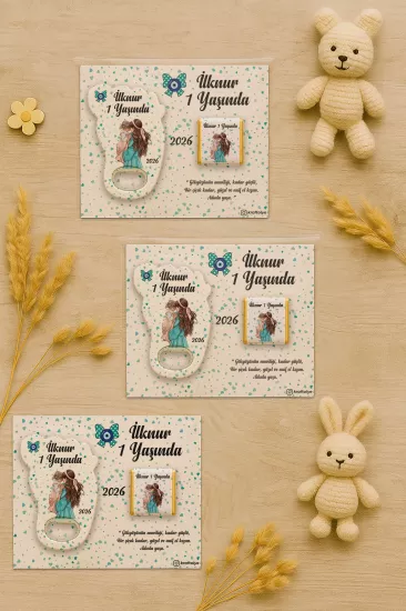 Yeni Doğan Bebek, Doğum Günü, Baby Shower, Diş Buğdayı Hediyesi Çikolatalı Ayak İzi Açacak Magnet