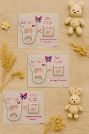 Yeni Doğan Bebek, Doğum Günü, Baby Shower, Diş Buğdayı Hediyesi Çikolatalı Ayak İzi Açacak Magnet