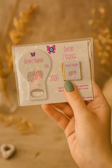 Çikolatalı Balon Açacak Magnet | Bebek Magnetleri