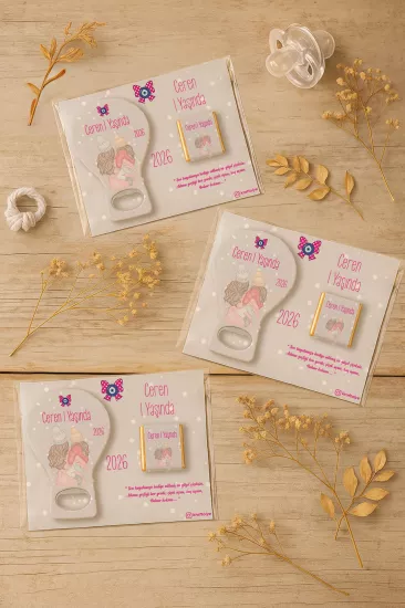 Çikolatalı Balon Açacak Magnet | Bebek Magnetleri