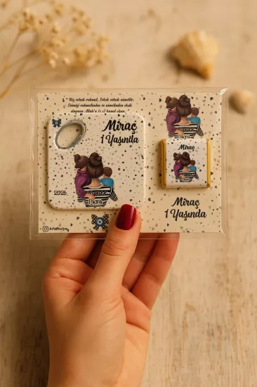Çikolatalı Kare Bardak Altlığı Açacak Magnet
