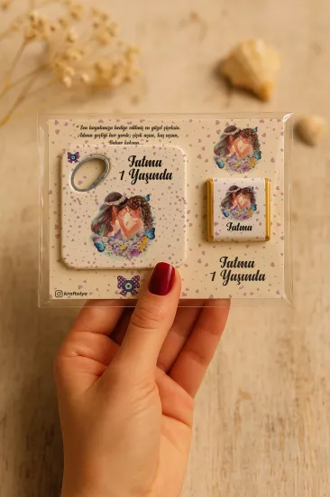 Çikolatalı Kare Bardak Altlığı Açacak Magnet