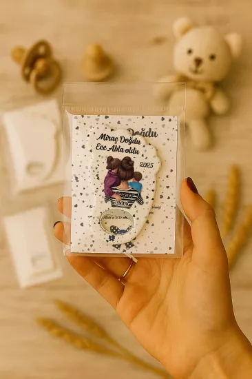 Yeni Doğan Bebek, Doğum Günü, Baby Shower, Diş Buğdayı Hediyesi Jelatin Kartlı Ayak İzi Açacak Magnet