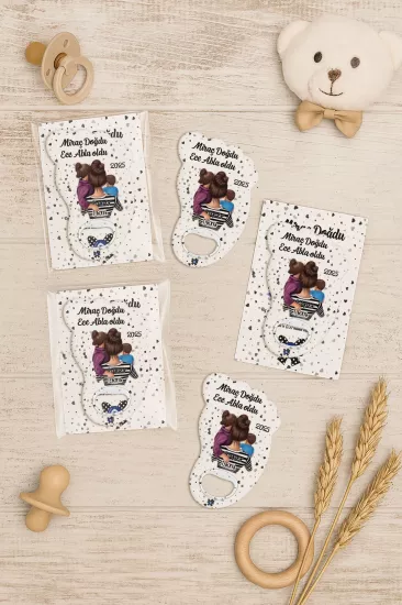 Yeni Doğan Bebek, Doğum Günü, Baby Shower, Diş Buğdayı Hediyesi Jelatin Kartlı Ayak İzi Açacak Magnet