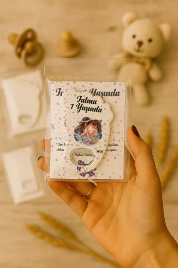 Yeni Doğan Bebek, Doğum Günü, Baby Shower, Diş Buğdayı Hediyesi Jelatin Kartlı Ayak İzi Açacak Magnet