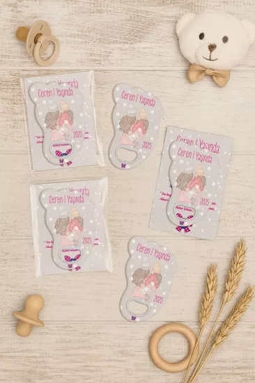 Yeni Doğan Bebek, Doğum Günü, Baby Shower, Diş Buğdayı Hediyesi Jelatin Kartlı Ayak İzi Açacak Magnet