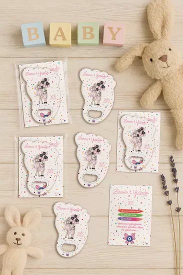 Yeni Doğan Bebek, Doğum Günü, Baby Shower, Diş Buğdayı Hediyesi Jelatin Kartlı Ayak İzi Açacak Magnet