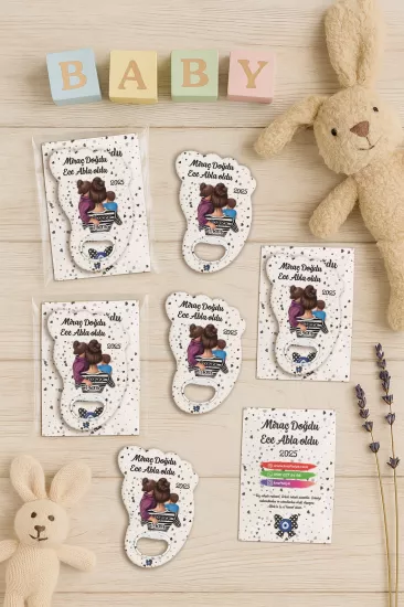 Kartlı Ayak İzi Açacak Magnet|Bebek Hediyelikleri