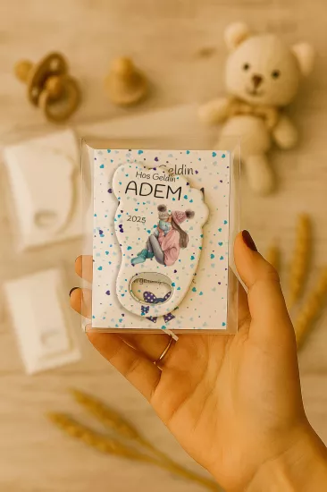 Kartlı Ayak İzi Açacak Magnet|Bebek Hediyelikleri
