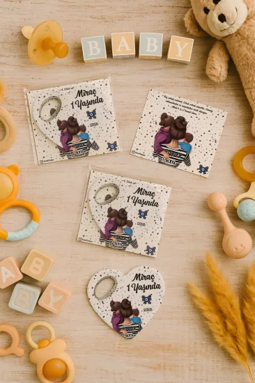Kartlı Kalp Açacak Magnet | Bebek & Özel Gün Hediyesi