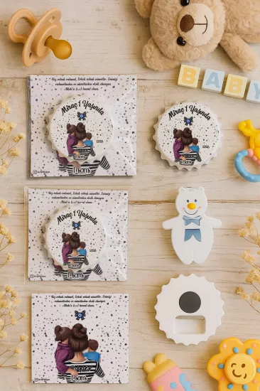 Kişiye Özel Kartlı Kapak Şekilli Açacak Magnet | Yeni Doğan & Özel Gün Hediyelikleri