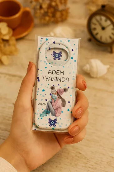 Kişiye Özel Kartlı Uzun Açacak Magnet | Bebek ve Özel Gün Hediyelikleri