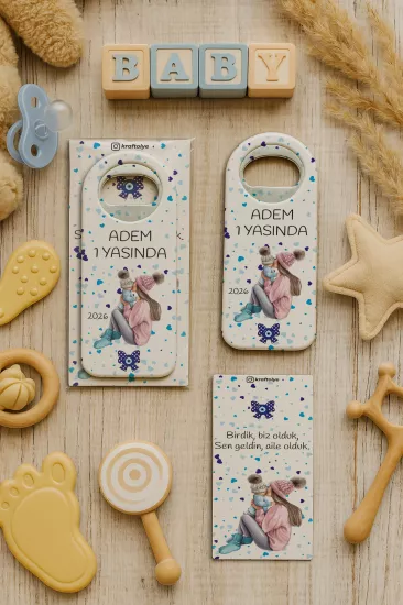 Kişiye Özel Kartlı Uzun Açacak Magnet | Bebek ve Özel Gün Hediyelikleri