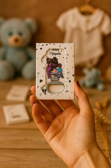 Kutulu 1 Yaş Açacak Magnet | Bebek, Doğum Günü & Baby Shower Hediyesi