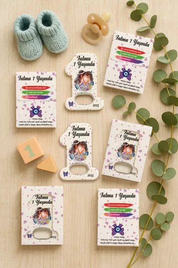 Kutulu 1 Yaş Açacak Magnet | Bebek, Doğum Günü & Baby Shower Hediyesi