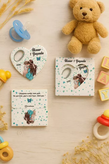 Yeni Doğan, Baby Shower ve Doğum Günü Kutulu Kalp Açacak Magnet