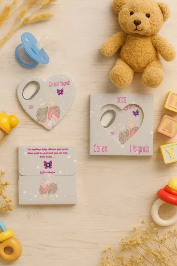 Yeni Doğan, Baby Shower ve Doğum Günü Kutulu Kalp Açacak Magnet