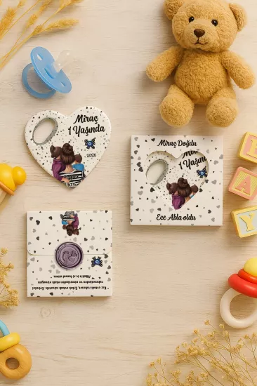 Mühürlü Kutulu Kalp Açacak Magnet | Baby Shower, Yeni Doğan ve Özel Gün Hediyesi