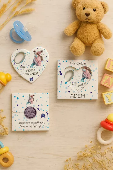 Mühürlü Kutulu Kalp Açacak Magnet | Baby Shower, Yeni Doğan ve Özel Gün Hediyesi