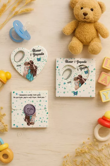 Mühürlü Kutulu Kalp Açacak Magnet | Baby Shower, Yeni Doğan ve Özel Gün Hediyesi