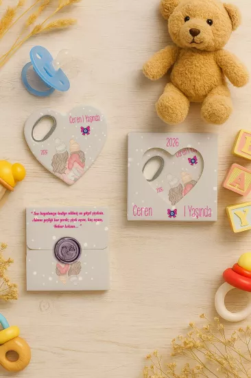 Mühürlü Kutulu Kalp Açacak Magnet | Baby Shower, Yeni Doğan ve Özel Gün Hediyesi