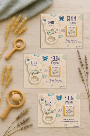 Yeni Doğan Bebek, Doğum Günü, Baby Shower, Diş Buğdayı Hediyesi Çikolatalı Ayak İzi Açacak Magnet