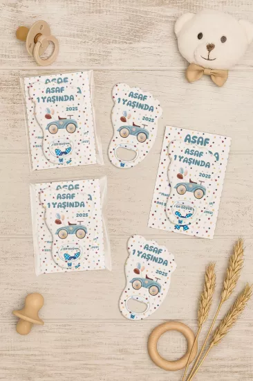 Yeni Doğan Bebek, Doğum Günü, Baby Shower, Diş Buğdayı Hediyesi Jelatin Kartlı Ayak İzi Açacak Magnet
