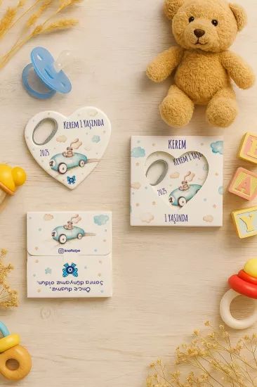 Yeni Doğan, Baby Shower ve Doğum Günü Kutulu Kalp Açacak Magnet