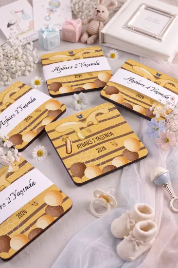 Bebek & Doğum Günü Ahşap Bardak Altlıkları