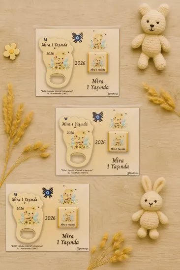 Yeni Doğan Bebek, Doğum Günü, Baby Shower, Diş Buğdayı Hediyesi Çikolatalı Ayak İzi Açacak Magnet