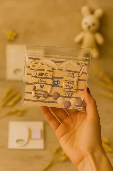 Yeni Doğan Bebek, Doğum Günü, Baby Shower, Diş Buğdayı Hediyesi Çikolatalı Ayak İzi Açacak Magnet