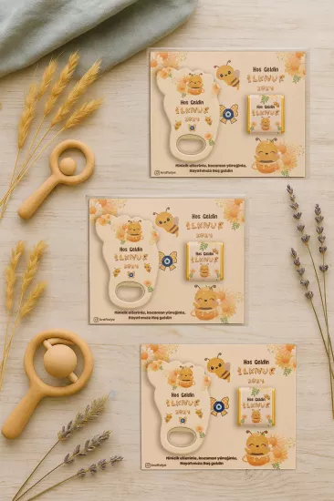 Yeni Doğan Bebek, Doğum Günü, Baby Shower, Diş Buğdayı Hediyesi Çikolatalı Ayak İzi Açacak Magnet