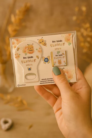 Çikolatalı Balon Açacak Magnet | Bebek Magnetleri