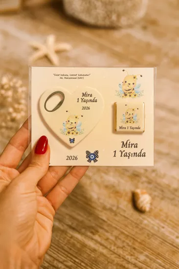 Çikolatalı Kalp Açacak Magnet | Yeni Doğan, Doğum Günü, Baby Shower Hediyesi