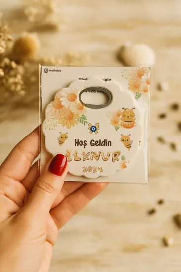 Kartlı Papatya Bardak Altlığı Açacak Magnet